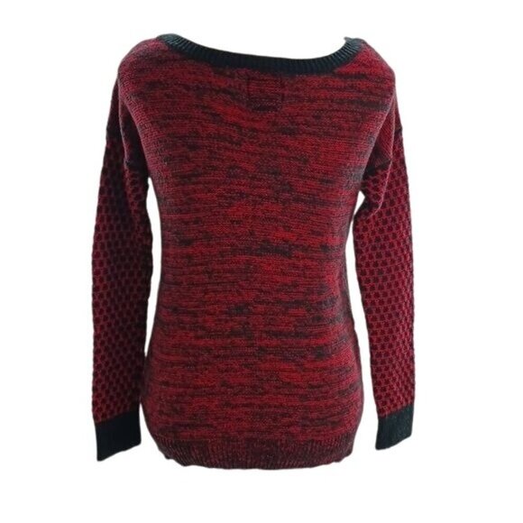 American Eagle Sweater Womens XS Red Black Knit Pullover Vintage Boyfriend - Picture 4 of 6